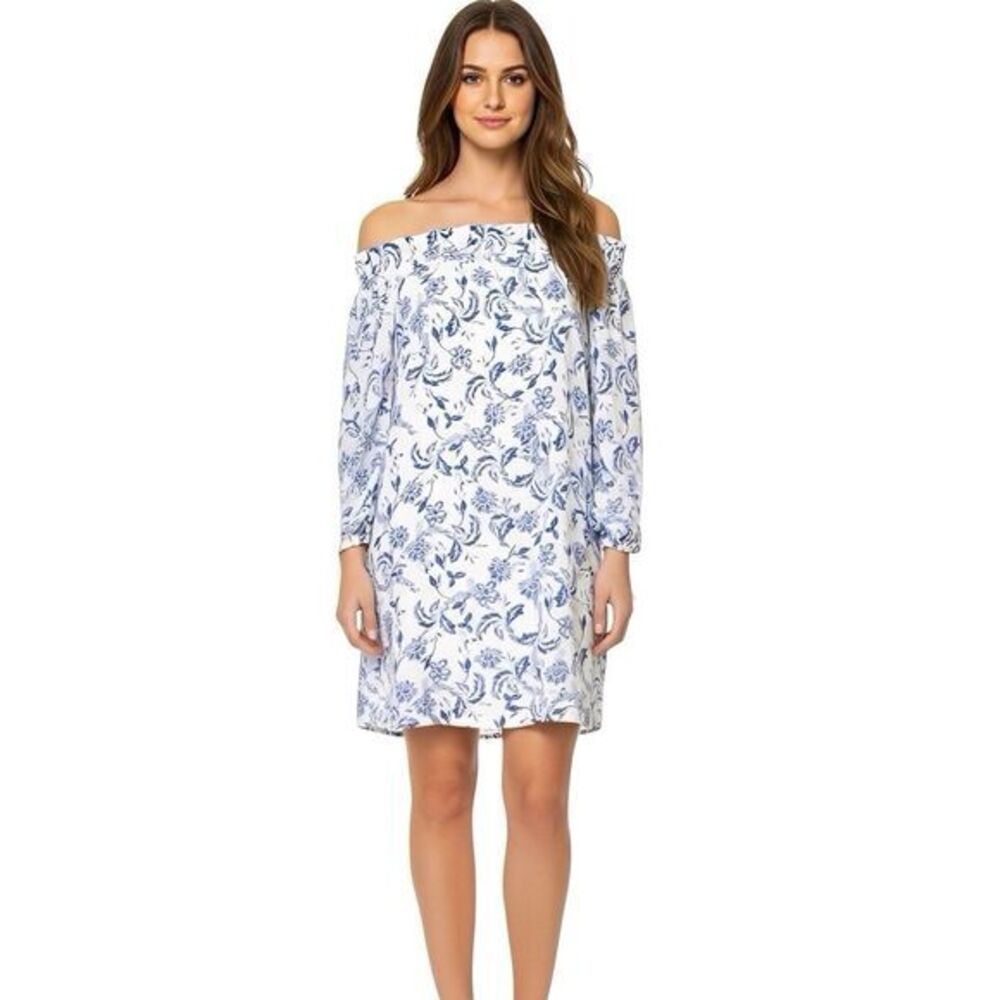Banana Republic Womens Dress Sz 4 Floral Off Shoulder Coastal Cowgirl Beach